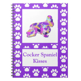 Cocker Spain Kisses Hund Silhouette PurplePY&B Anteckningsbok
