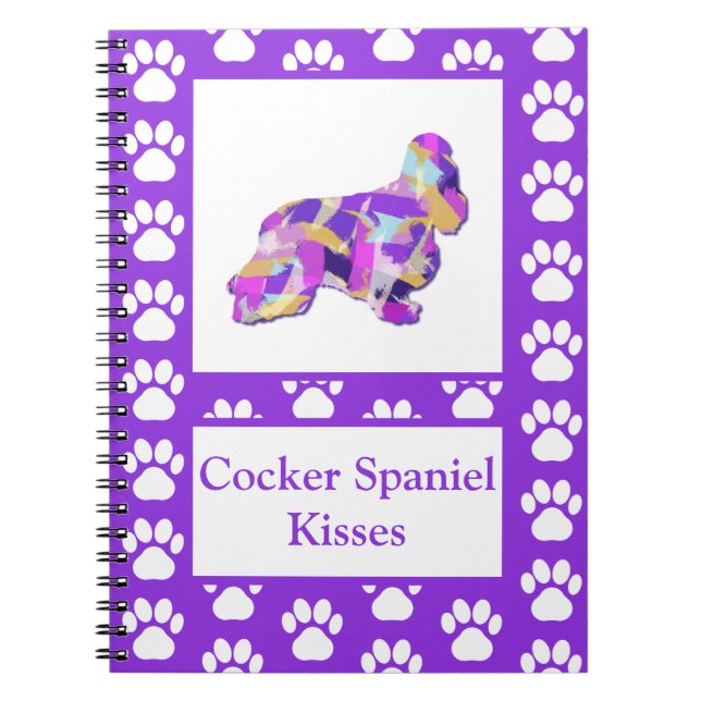 Cocker Spain Kisses Hund Silhouette PurplePY&B Anteckningsbok (Framsidan)