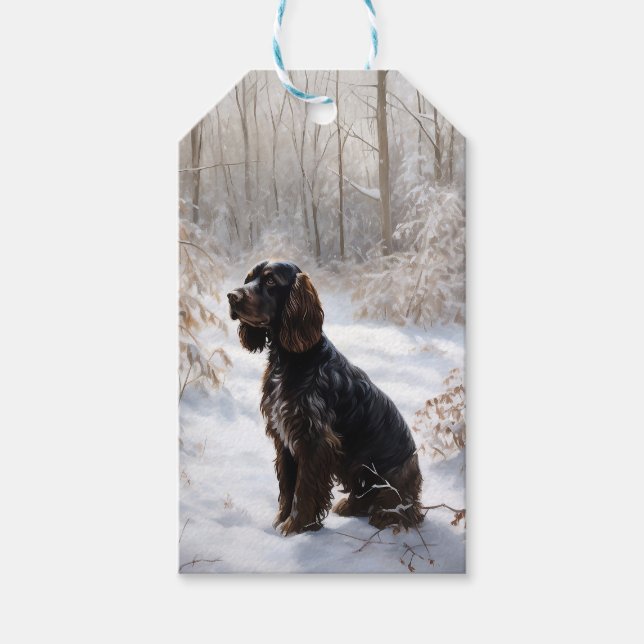 Cocker Spain Låt det snöa jul Presentetikett (Framsidan)