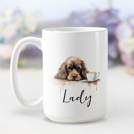 Cocker Spain med kaffe mugg, hund med attityd Kaffemugg