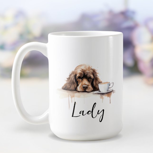 Cocker Spain med kaffe mugg, hund med attityd Kaffemugg (Skapare uppladdad)