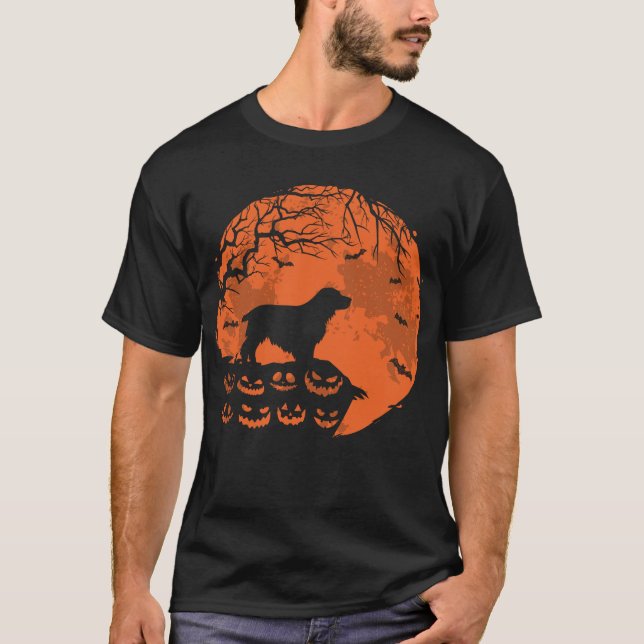 Cocker Spain och Måne Halloween Hundälskares Gift T Shirt (Framsida)