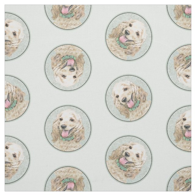 Cocker Spain Painting Buff Guld Original Hund Art Tyg (Provkarta)