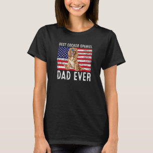 Cocker Spain Pappa USA American Flagga Cocker Spai T Shirt