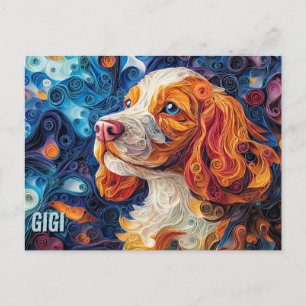 Cocker Spain Papper Quilling Art Porträtt Vykort