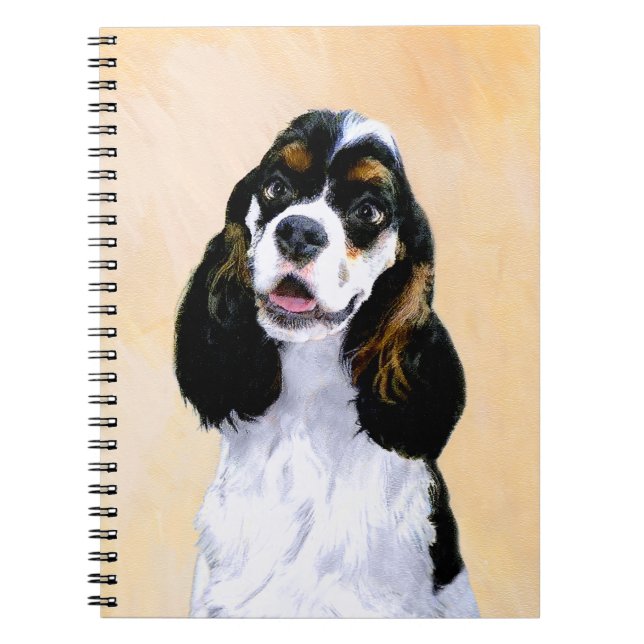 Cocker Spain (Parti) Painting - Original Hund Art Anteckningsbok (Framsidan)