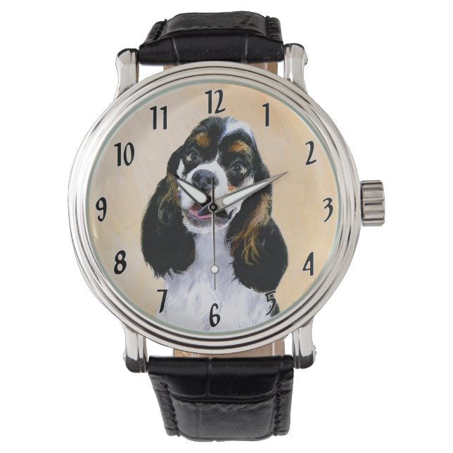 Cocker Spain (Parti) Painting - Original Hund Art Armbandsur (Framsida)