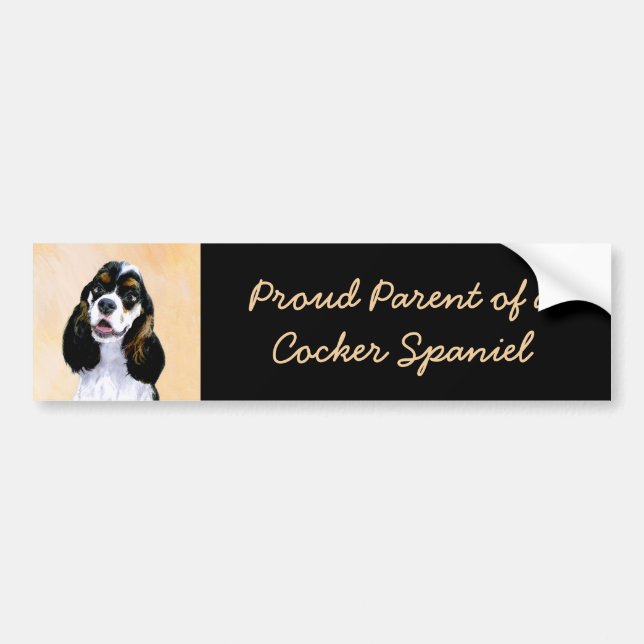 Cocker Spain (Parti) Painting - Original Hund Art Bildekal (Framsidan)