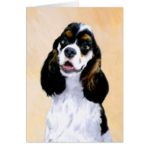 Cocker Spain (Parti) Painting - Original Hund Art Hälsningskort