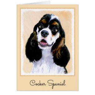 Cocker Spain (Parti) Painting - Original Hund Art Hälsningskort