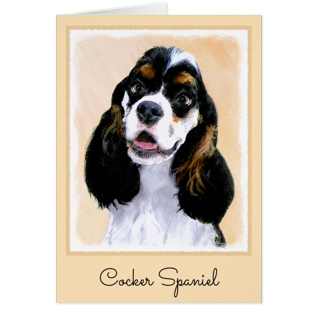Cocker Spain (Parti) Painting - Original Hund Art Hälsningskort (Framsidan)
