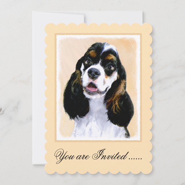 Cocker Spain (Parti) Painting - Original Hund Art Inbjudningar (Framsida)