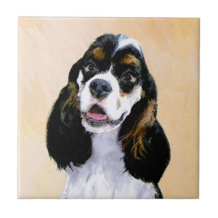 Cocker Spain (Parti) Painting - Original Hund Art Kakelplatta