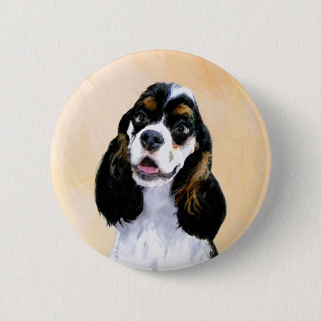 Cocker Spain (Parti) Painting - Original Hund Art Knapp (Framsida)