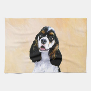 Cocker Spain (Parti) Painting - Original Hund Art Kökshandduk