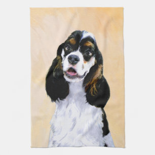 Cocker Spain (Parti) Painting - Original Hund Art Kökshandduk