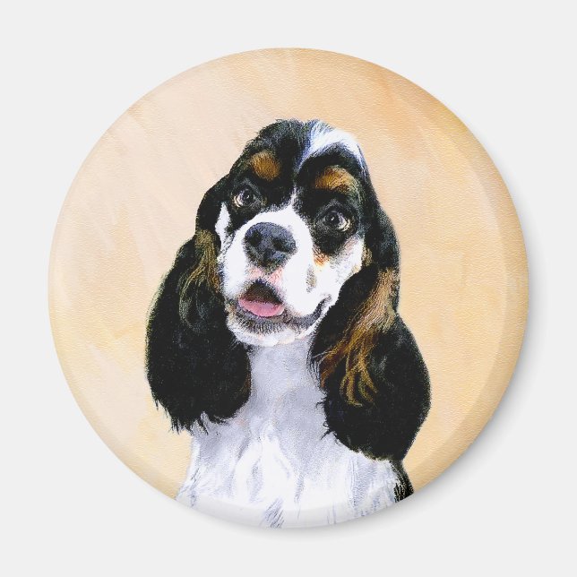 Cocker Spain (Parti) Painting - Original Hund Art Magnet (Framsidan)