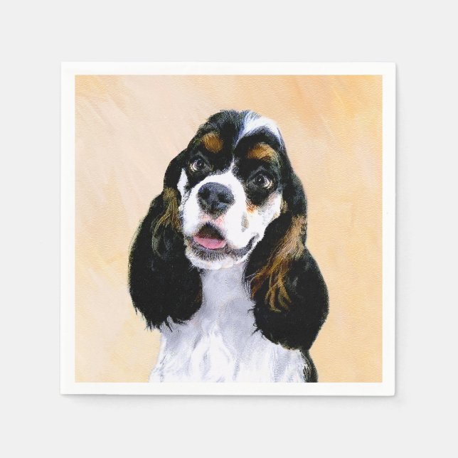 Cocker Spain (Parti) Painting - Original Hund Art Pappersservett (Framsidan)