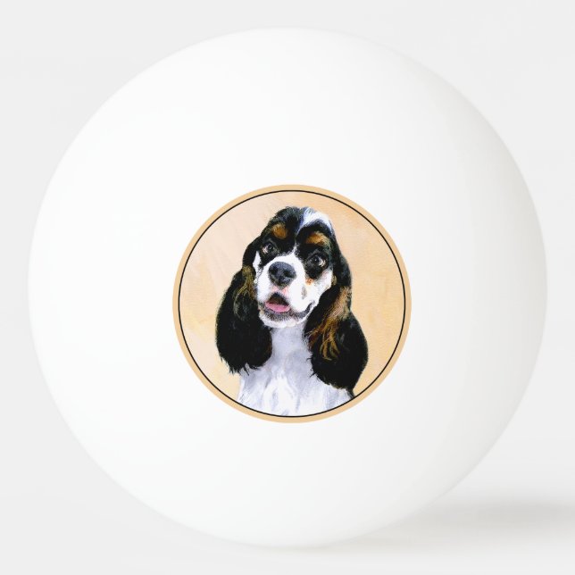 Cocker Spain (Parti) Painting - Original Hund Art Pingisboll (Framsidan)