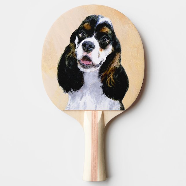 Cocker Spain (Parti) Painting - Original Hund Art Pingisracket (Framsidan)