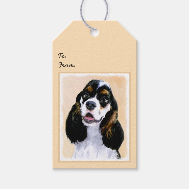 Cocker Spain (Parti) Painting - Original Hund Art Presentetikett (Framsidan)