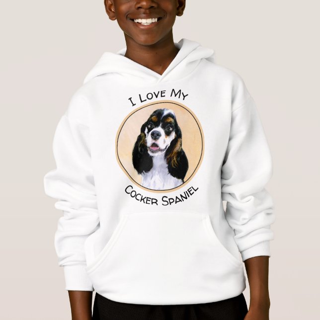 Cocker Spain (Parti) Painting - Original Hund Art T Shirt (Framsida)