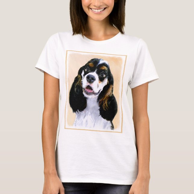 Cocker Spain (Parti) Painting - Original Hund Art T-shirt (Framsida)