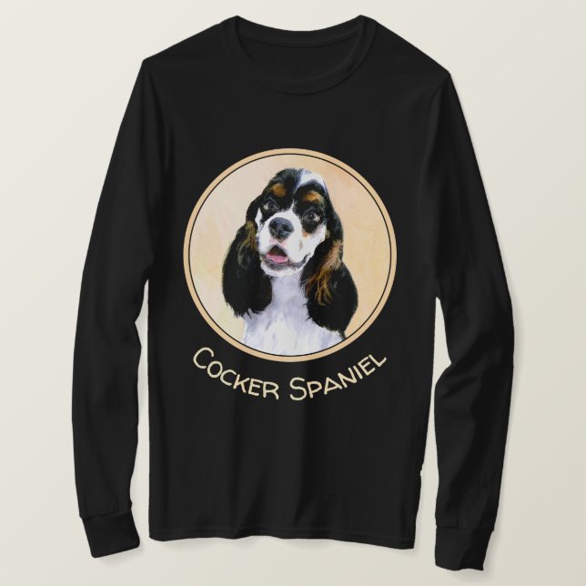 Cocker Spain (Parti) Painting - Original Hund Art T Shirt (Design framsida)