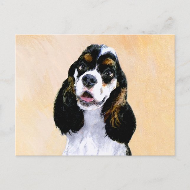 Cocker Spain (Parti) Painting - Original Hund Art Vykort (Framsida)