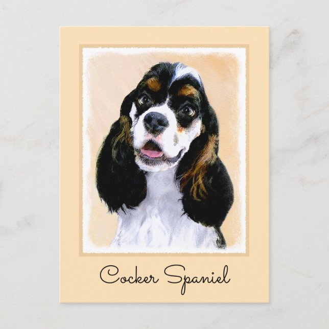 Cocker Spain (Parti) Painting - Original Hund Art Vykort (Framsida)