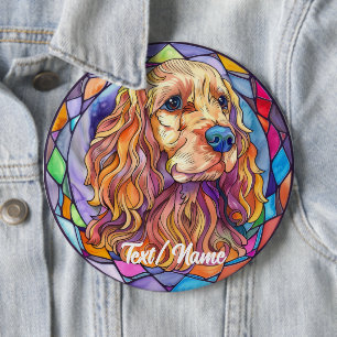 Cocker Spain Pet Hund Stain Glass Design Pin Knapp