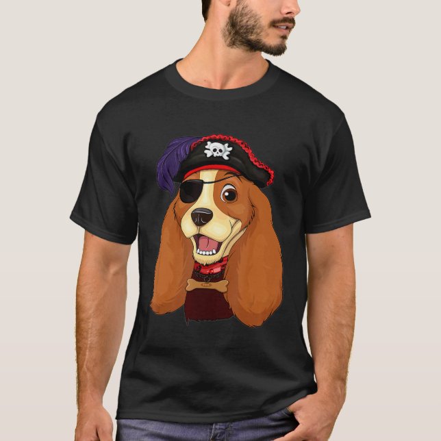 Cocker Spain Pirat Skull Crossbone Halloween C T Shirt (Framsida)