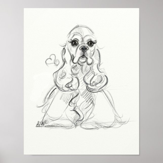 Cocker Spain Print | Skiss Art Poster (Framsidan)