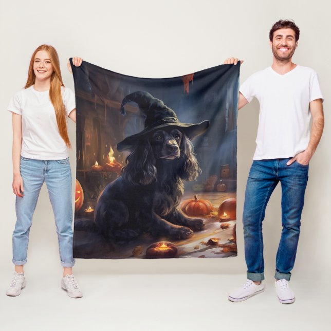 Cocker Spain Pumpkins Halloween Scary Fleecefilt (På plats)