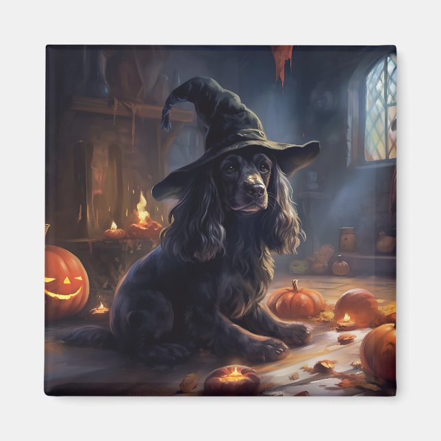 Cocker Spain Pumpkins Halloween Scary Magnet (Framsidan)