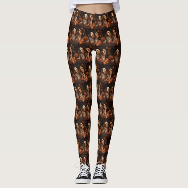 Cocker Spain Puppy Autumn Delight Pumpkin Leggings (Framsida)
