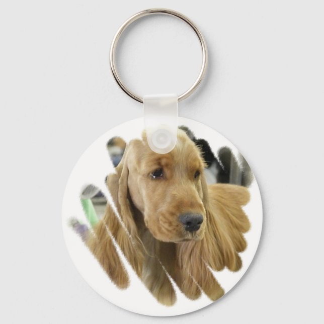 Cocker Spain Puppy Hund Keychain Nyckelring (Framsida)