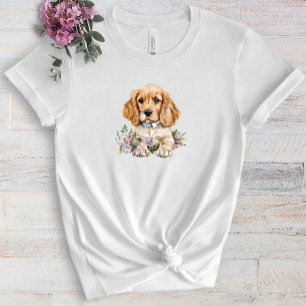 Cocker Spain Puppy Pet Watercolor Flower T Shirt