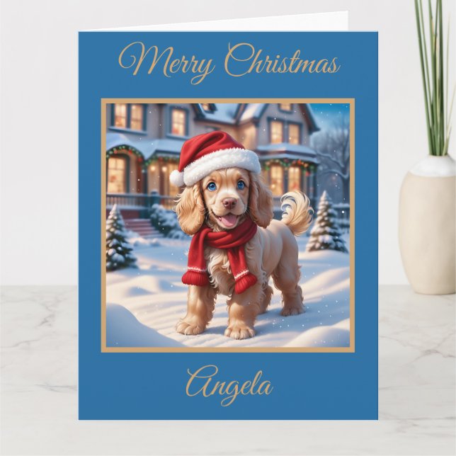 Cocker Spain Puppy som spelar i Snö Kort (Framsida)