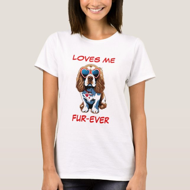 Cocker Spain Red Heart Heart Shaped Sunglasses T Shirt (Framsida)