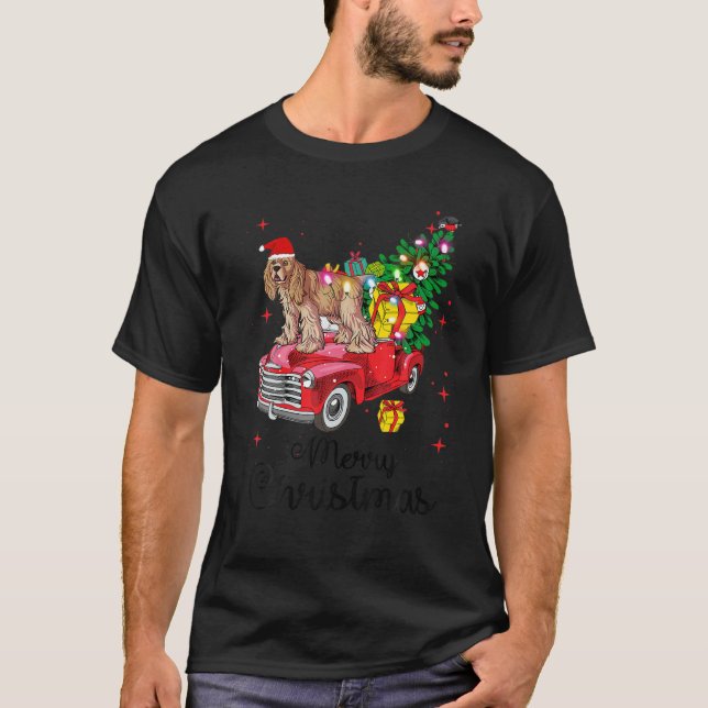 Cocker Spain Rides Red Lastbil jul Pajama T T Shirt (Framsida)