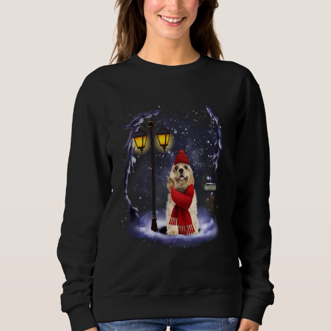 Cocker Spain Santa Snö, Julljus Winter P T Shirt (Framsida)