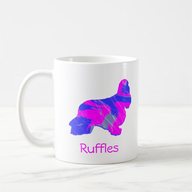 Cocker Spain Shock rosa Hund Silhouette Kaffemugg (Vänster)