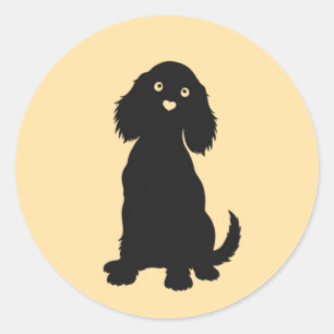 Cocker Spain Silhouette med Heart Nose Runt Klistermärke