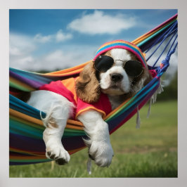 Cocker Spain Sleeping on a Hammock Poster