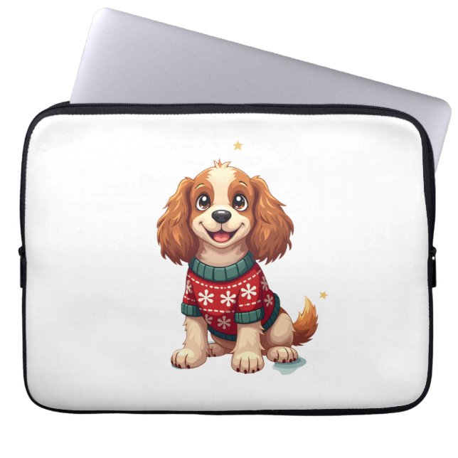 Cocker Spain Snowflake Glow hund Laptop Fodral (Framsidan)