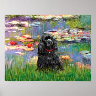 Cocker Spain (svart) - Lilies 2 Poster
