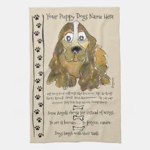 Cocker Spain Tecknad hund citerar Kitchen Towel Kökshandduk