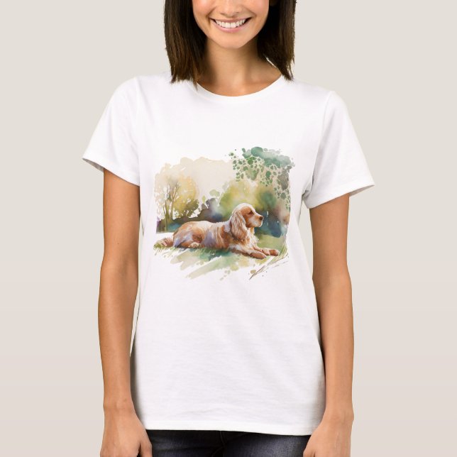 Cocker Spain Watercolor Art Art T Shirt (Framsida)