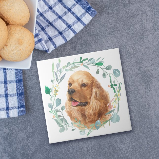 Cocker Spain Watercolor WandeCeramic Tile Kakelplatta (Skapare uppladdad)